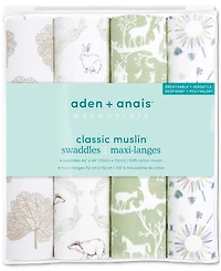Baby Boys or Baby Girls Muslin Swaddles, Pack of 4