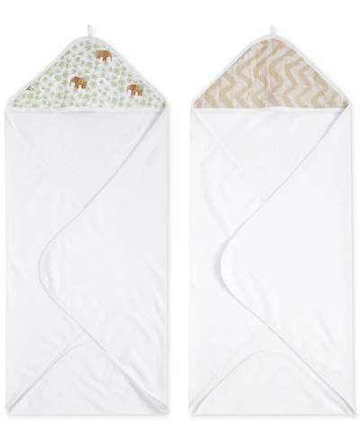 aden by aden + anais Baby Boys or Baby Girls Hooded Bath Towels, Pack of 2