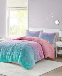 Intelligent Design Primrose Ombre Shaggy Faux Fur 3-Piece Comforter Set, Twin/Twin Xl