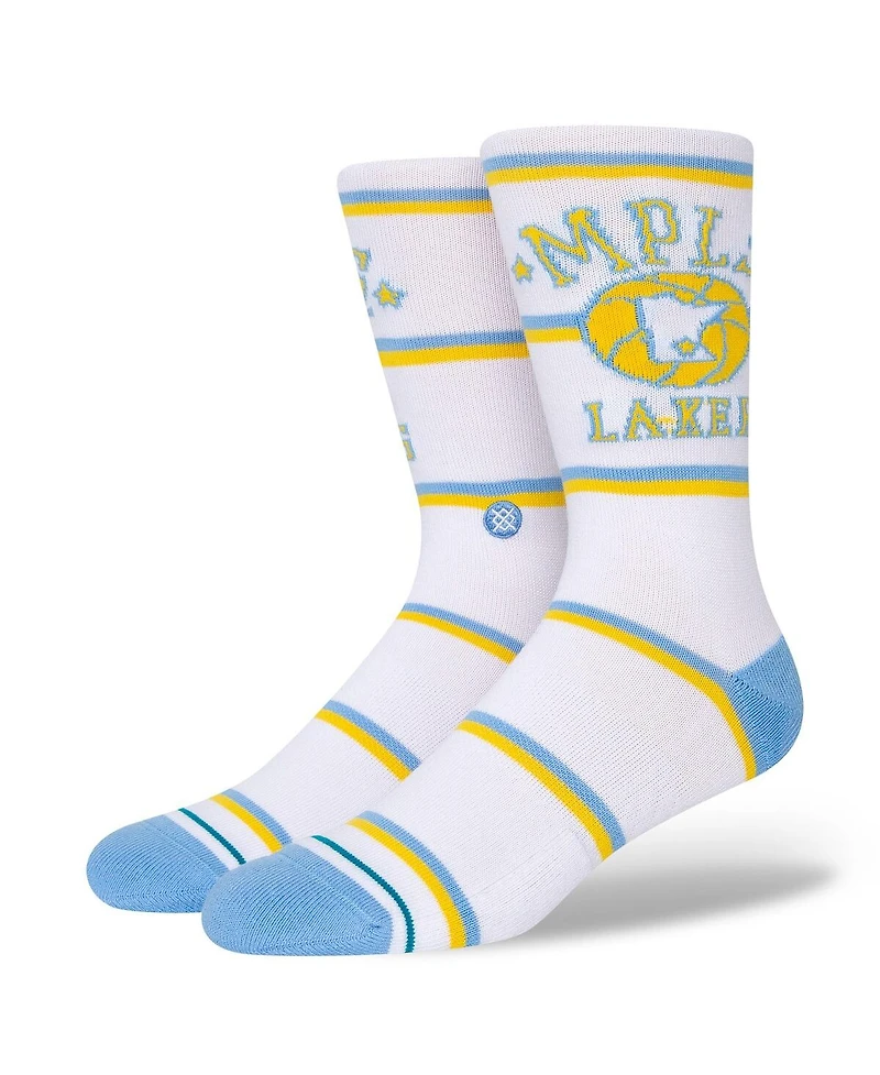Men's Stance Los Angeles Lakers Hardwood Classics Stripes Crew Socks