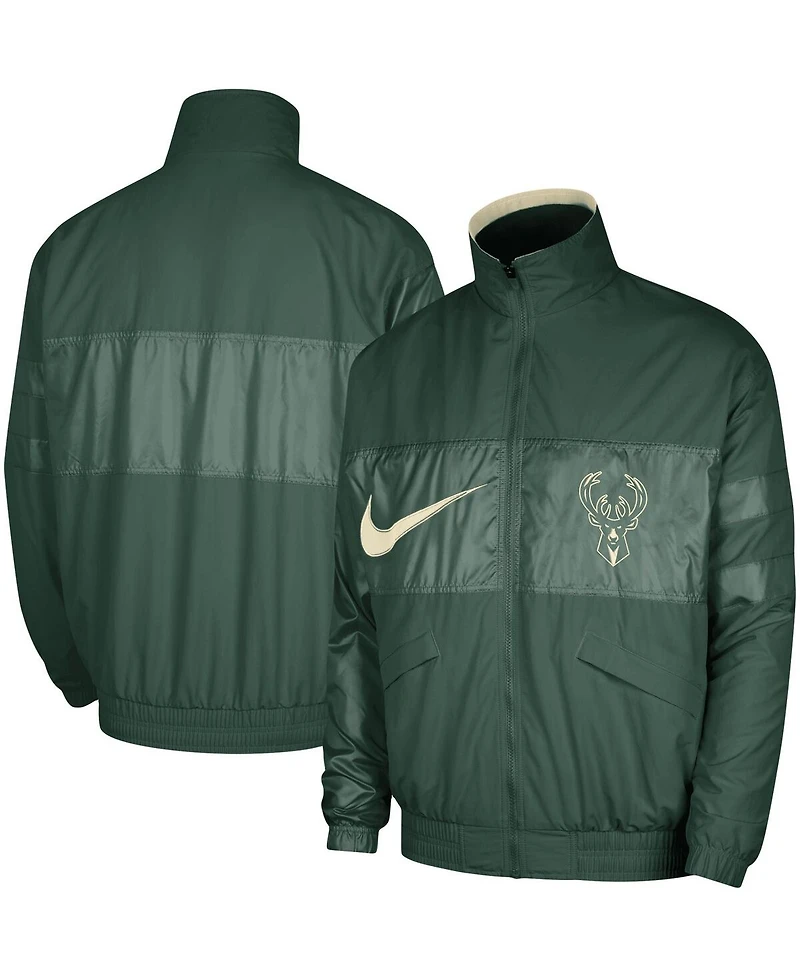 Men's Nike Hunter Green Milwaukee Bucks Courtside Versus Capsule Full-Zip Jacket