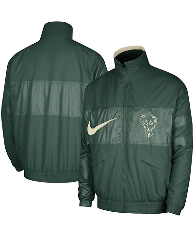 Men's Nike Hunter Green Milwaukee Bucks Courtside Versus Capsule Full-Zip Jacket
