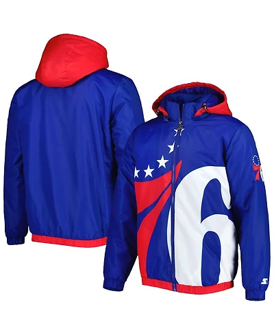 Men's Starter Royal Philadelphia 76ers The Triple Double Full-Zip Hoodie Jacket