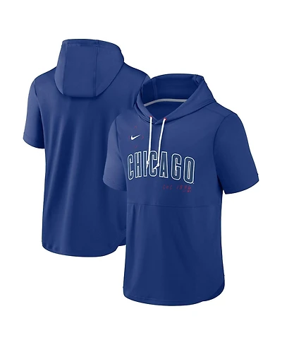 Men's Nike Royal Chicago Cubs Springer Short Sleeve Team Pullover Hoodie