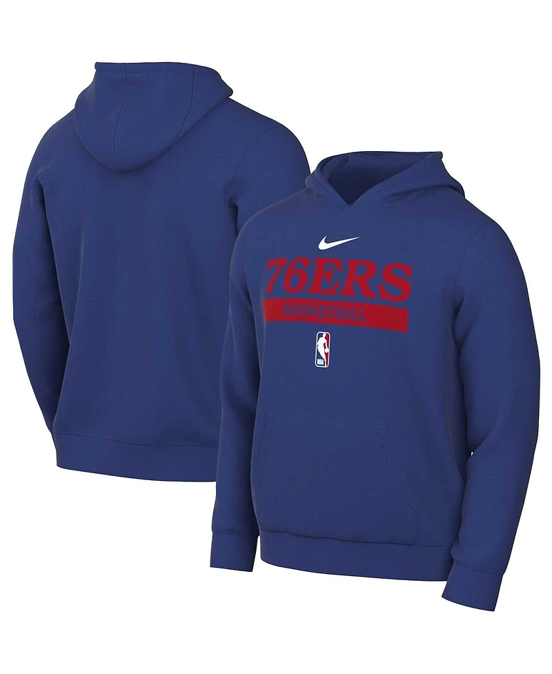 Men's Nike Royal Philadelphia 76ers 2022/23 Spotlight On-Court Practice Performance Pullover Hoodie