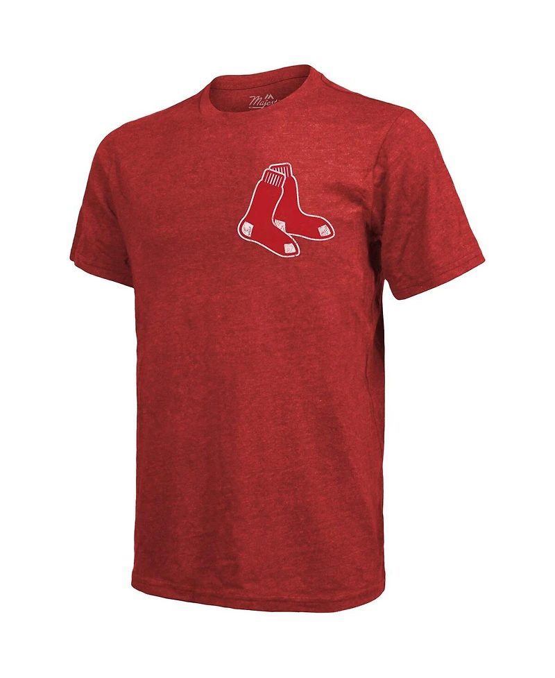Men's Majestic Threads Red Boston Red Sox Throwback Logo Tri-Blend T-shirt