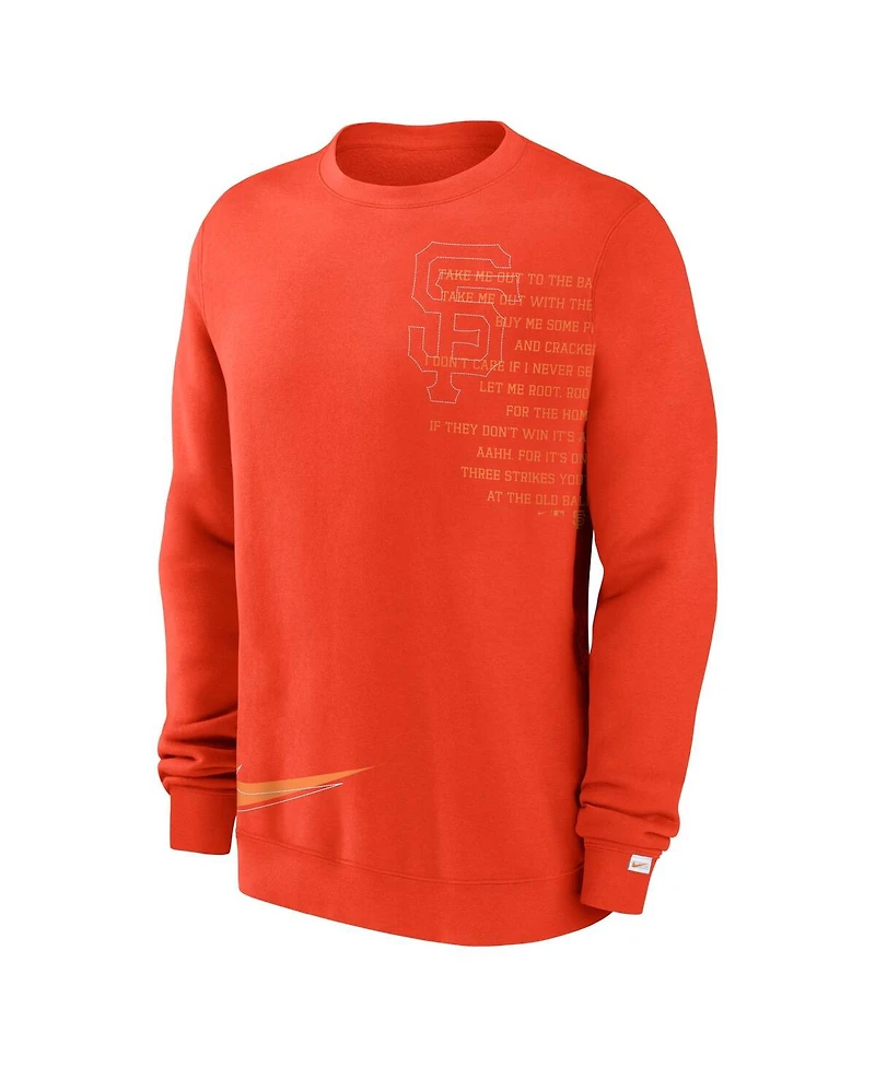 Men's Nike Orange San Francisco Giants Statement Ball Game Fleece Pullover Sweatshirt