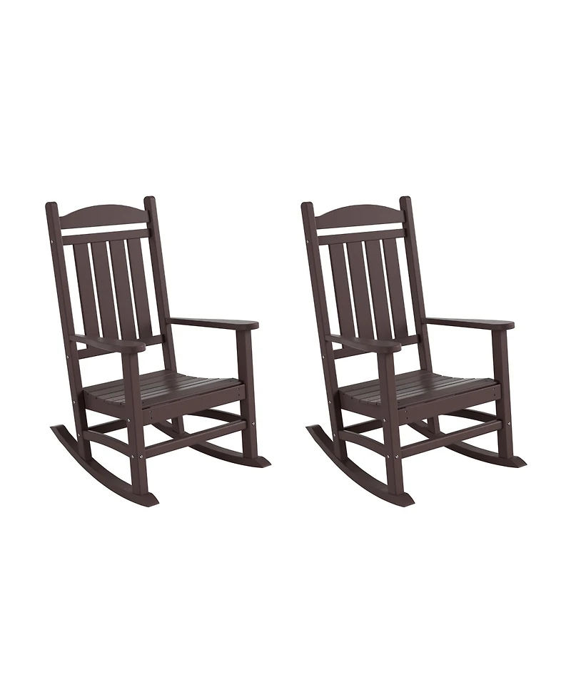 All-Weather Outdoor Patio Poly Classic Porch Rocking Chair (Set of 2)