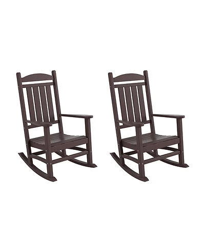 All-Weather Outdoor Patio Poly Classic Porch Rocking Chair (Set of 2)