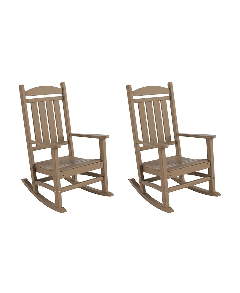 All-Weather Outdoor Patio Poly Classic Porch Rocking Chair (Set of 2)