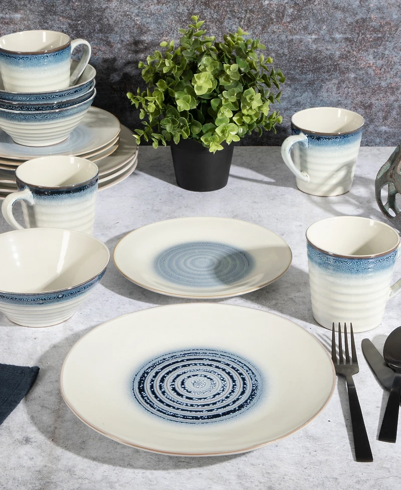 Gibson Elite Spiral Reactive Embossed 16 Piece Dinnerware Set, Service for 4