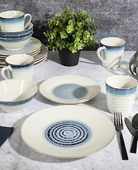 Gibson Elite Spiral Reactive Embossed 16 Piece Dinnerware Set, Service for 4