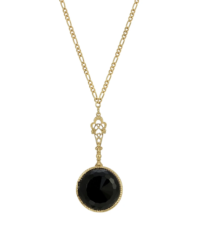 2028 Acrylic Black Round Pendant Necklace