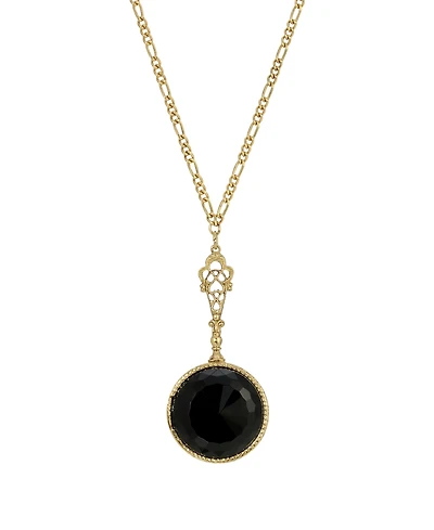 2028 Acrylic Black Round Pendant Necklace