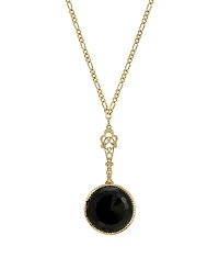 2028 Acrylic Black Round Pendant Necklace