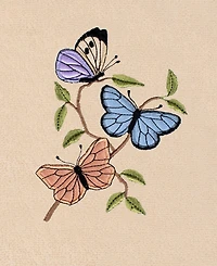 Linum Home Spring Butterflies Embroidered Luxury 100% Turkish Cotton Hand Towel Set, 30" x 16"