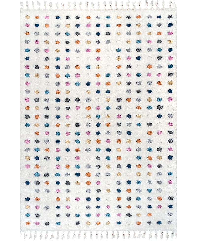 nuLoom Loft Behati Polka Dot Kids Tasseled 5'3" x 7'6" Area Rug