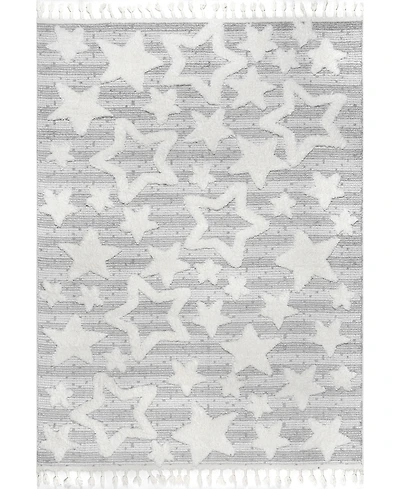 nuLoom London Raven Modern Stars High Low Shaggy Tassel 5'3" x 7'6" Area Rug