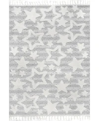 nuLoom London Raven Modern Stars High Low Shaggy Tassel 5'3" x 7'6" Area Rug