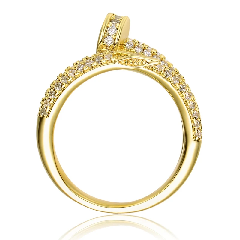Ra 14K Gold Plated With Cubic Zirconia Bypass Modern Ring