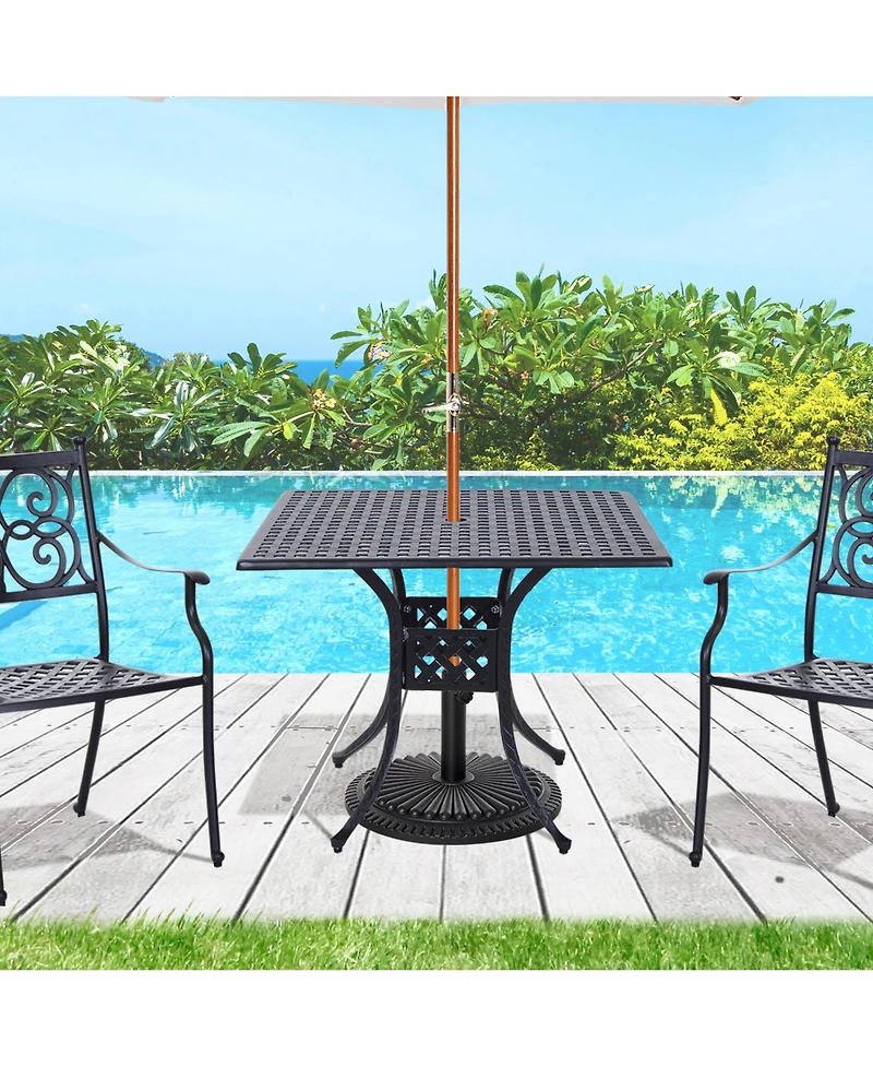 Outsunny 36" x 36" Square Patio Table with Umbrella Hole,