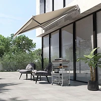 Outsunny 12' x 10' Outdoor Patio Manual Retractable Exterior Window Awning