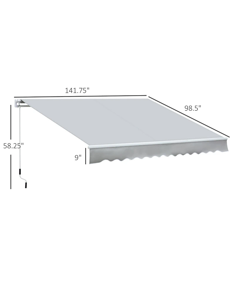 Outsunny 12' x 8' Retractable Patio Awning Canopy w/ Crank Handle,