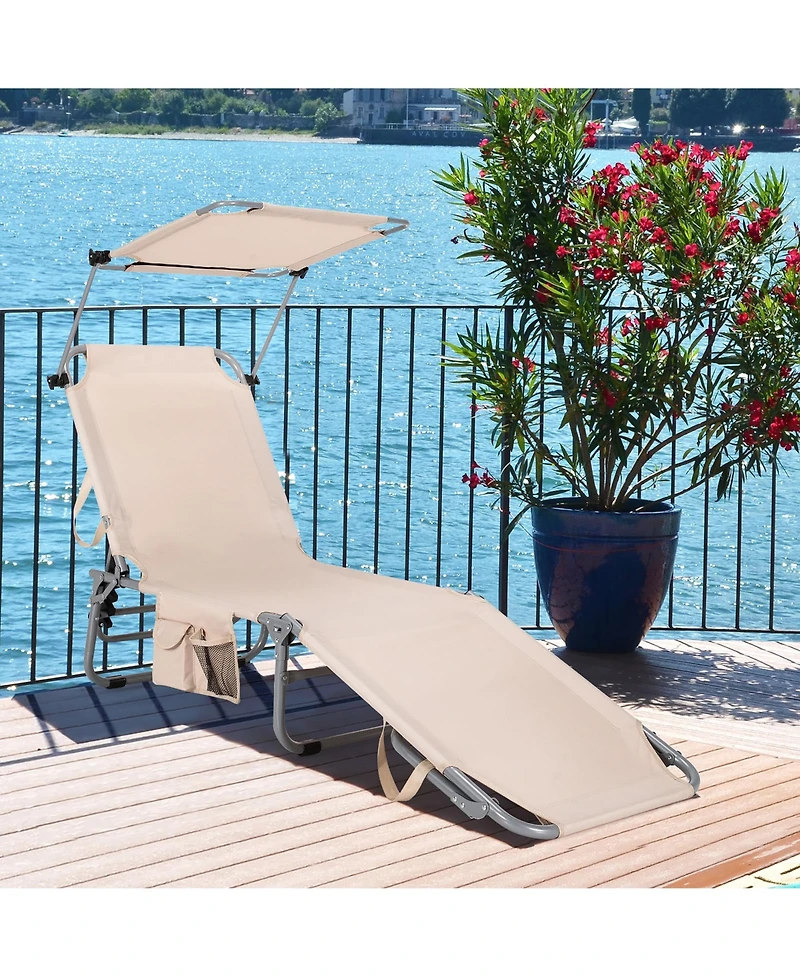 Costway Foldable Lounge Chair Outdoor Adjustable Beach Patio Pool Recliner