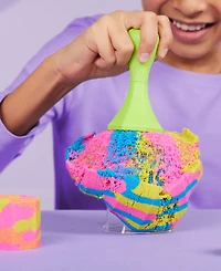 Kinetic Sand Squish N Create with Blue, Yellow, and Pink Play Sand