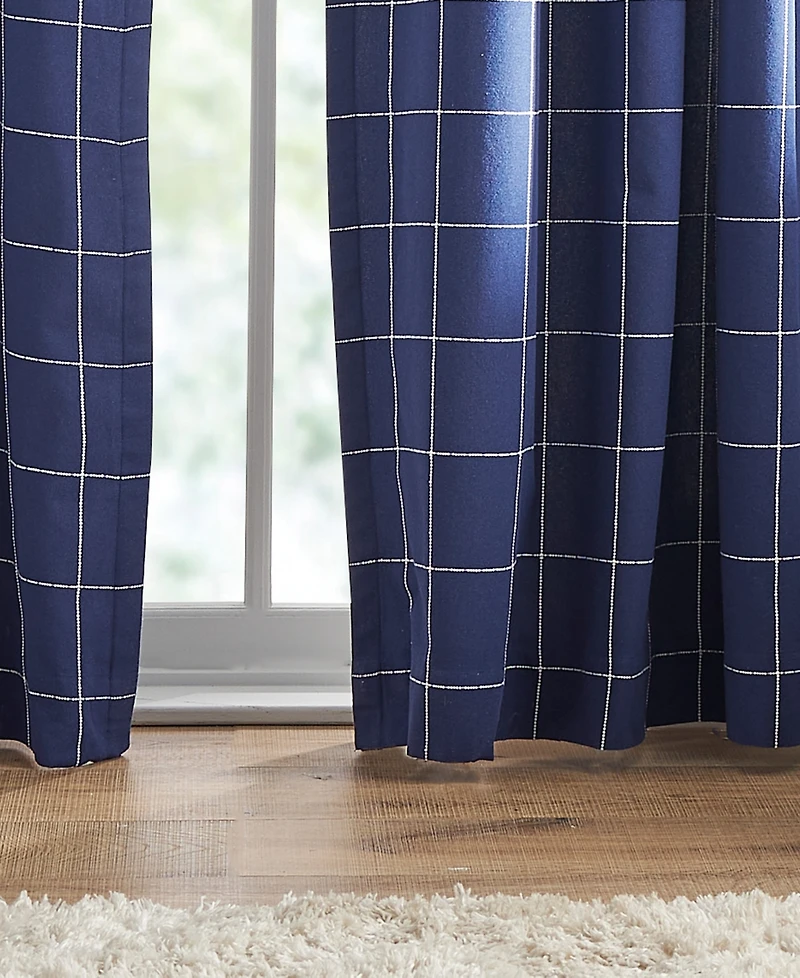 Tommy Hilfiger Big Check Pole Top Blackout 2-Piece Curtain Panel, 50" x 84"