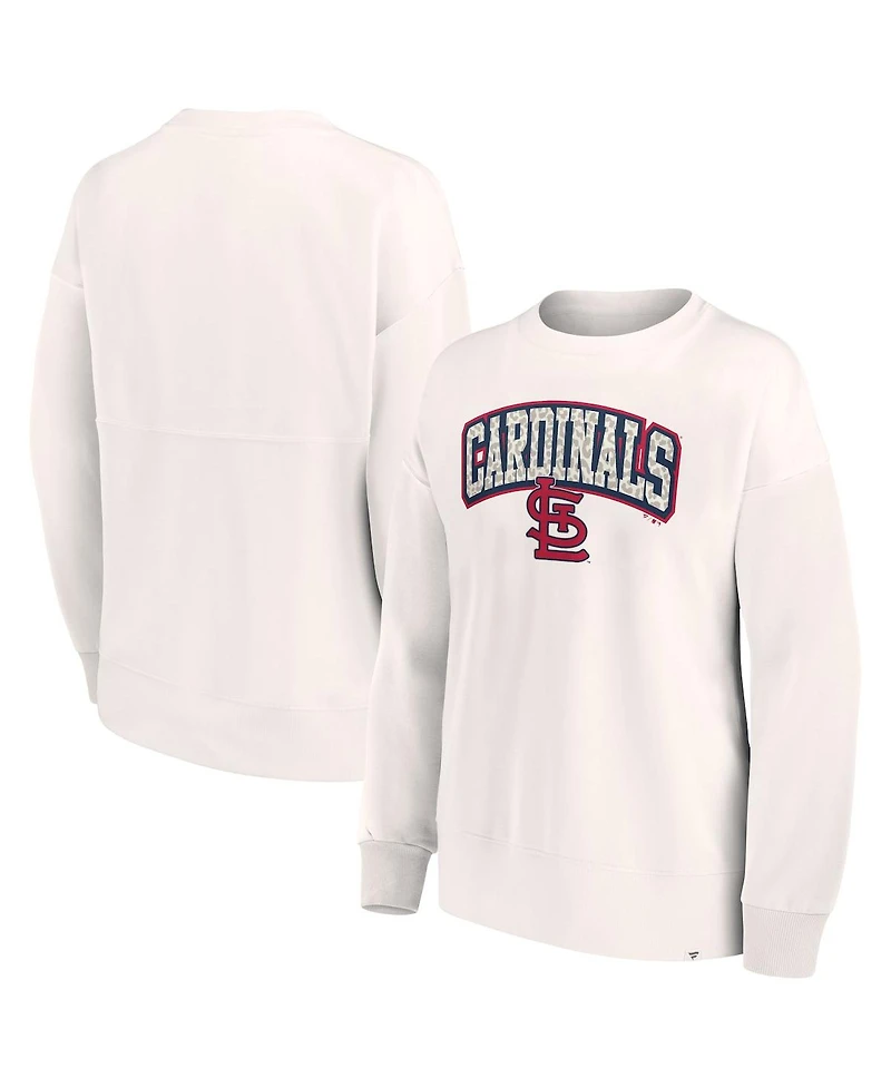 Women's Fanatics Cream St. Louis Cardinals Leopard Pullover Sweatshirt