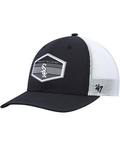 Men's '47 Brand Black, White Chicago White Sox Spring Training Burgess Trucker Snapback Hat