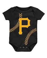 Newborn and Infant Boys Girls Black Pittsburgh Pirates Running Home Bodysuit