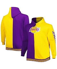 Men's Mitchell & Ness Purple and Gold Los Angeles Lakers Big Tall Hardwood Classics Split Pullover Hoodie