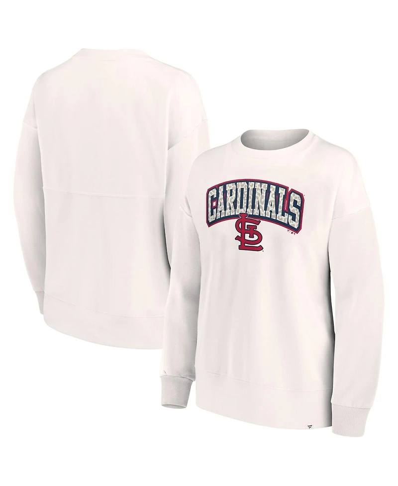 Women's Fanatics Cream St. Louis Cardinals Leopard Pullover Sweatshirt