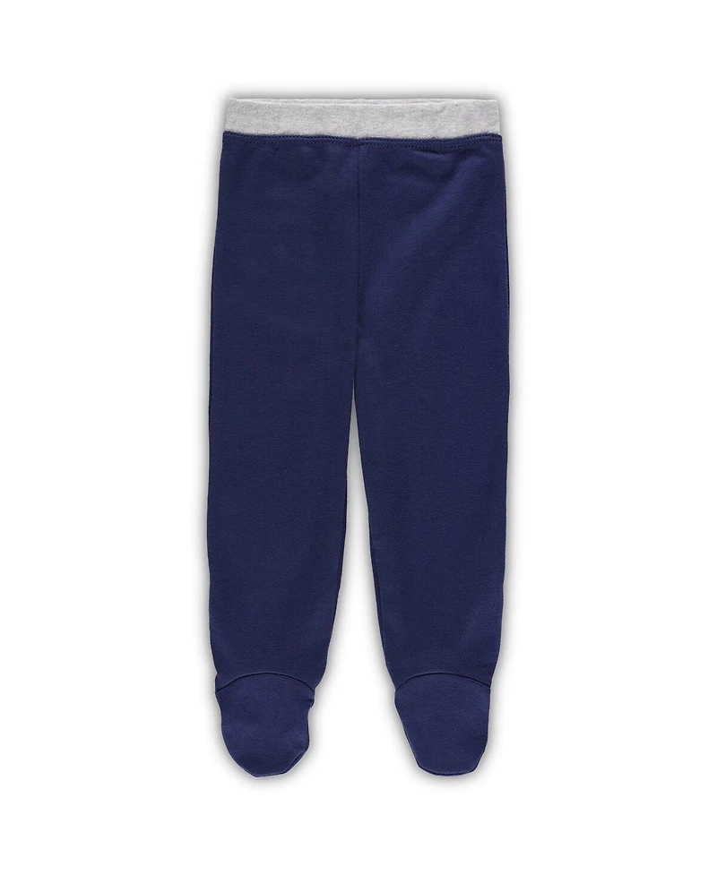 Newborn and Infant Boys Girls Navy, White Milwaukee Brewers Dream Team Bodysuit, Hat Footed Pants Set