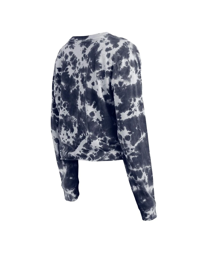 Women's New Era Navy Washington Nationals Tie-Dye Cropped Long Sleeve T-shirt