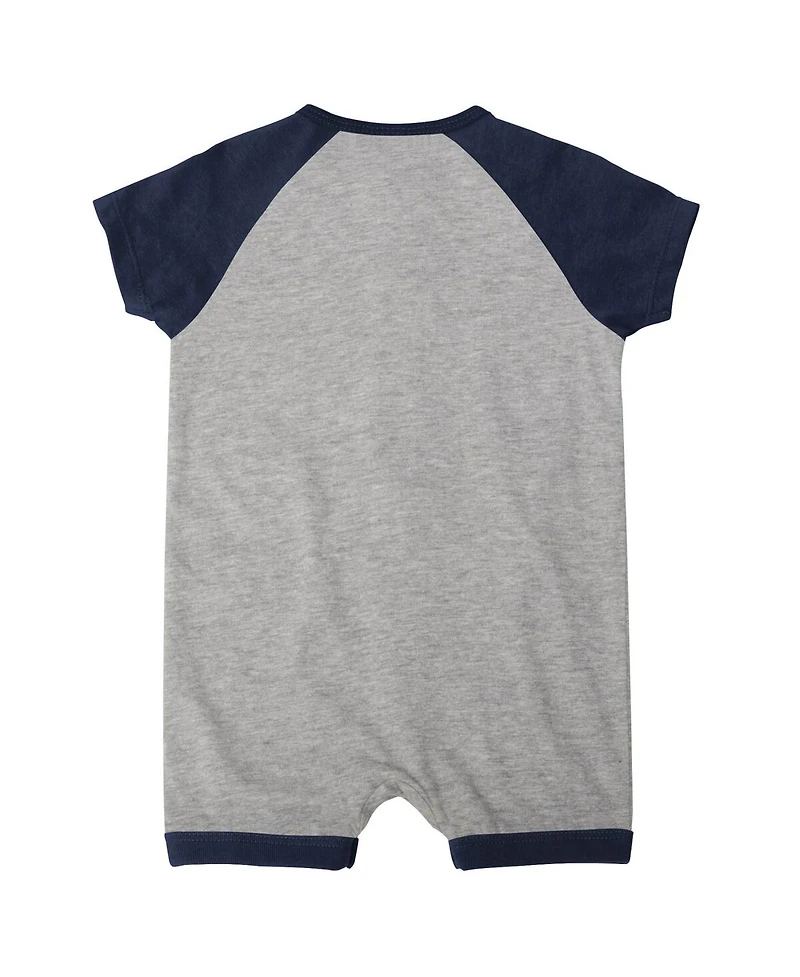 Newborn and Infant Boys and Girls Heather Gray Cleveland Guardians Extra Base Hit Raglan Full-Snap Romper