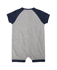 Newborn and Infant Boys and Girls Heather Gray Cleveland Guardians Extra Base Hit Raglan Full-Snap Romper