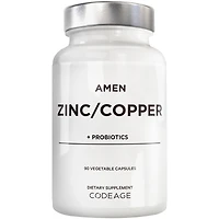 Amen Zinc & Copper Supplement + Probiotics, 3 Months Supply, One Per Day - 50 mg Zinc Picolinate Vitamin Pills