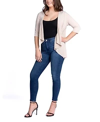 24seven Comfort Apparel Women's Open Front Elbow Length Sleeve Cardigan Sweater