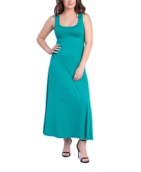24seven Comfort Apparel Women's Relaxed Sleeveless Tunic A-Line Long Dress
