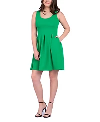 24seven Comfort Apparel Women's Sleeveless Knee Pleated Pocket Dress