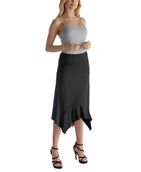 24seven Comfort Apparel Solid Color Knee Length Elastic Waist Handkerchief Skirt