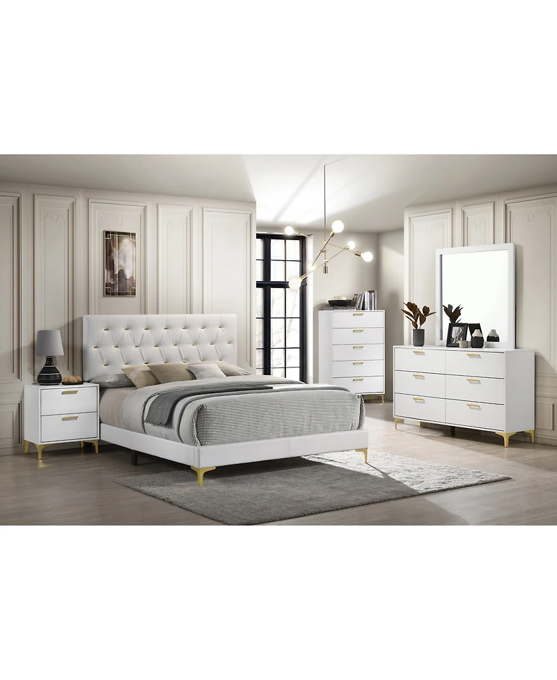 Coaster Home Furnishings Kendall 49.25" Asian Hardwood Tufted Upholstered Panel Queen Bed