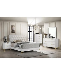 Coaster Home Furnishings Kendall 49.25" Asian Hardwood Tufted Upholstered Panel Queen Bed