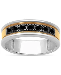 Men's Black Sapphire Band (3/4 ct. t.w.) in Sterling Silver & 18k Gold-Plate