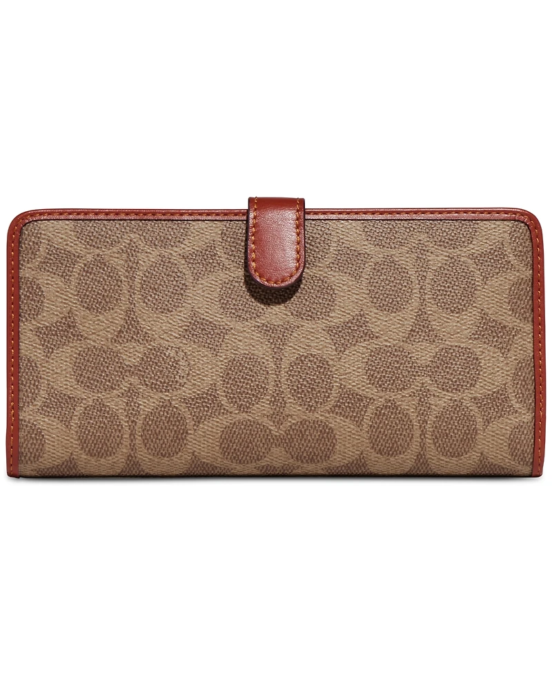 Coach Signature Monogram Coated Canvas Skinny Wallet
