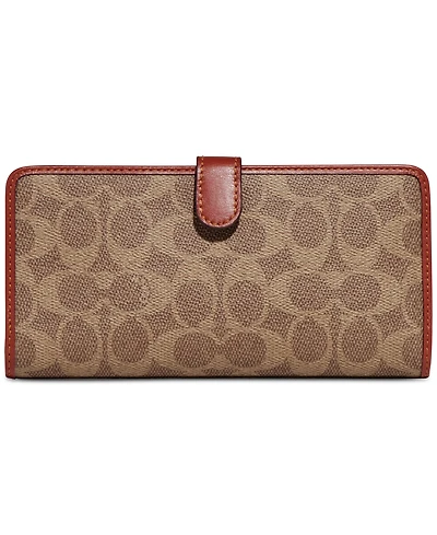 Coach Signature Monogram Coated Canvas Skinny Wallet