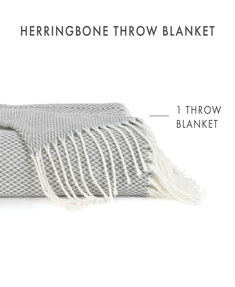 ienjoy Home Herringbone Fringed Throw, 60" x 50"
